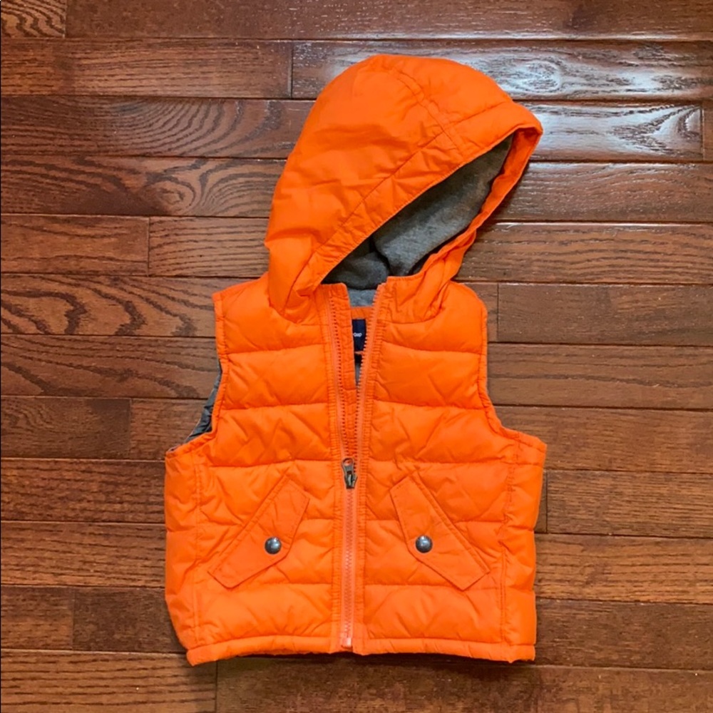 Baby Gap orange hooded vest size 18-24 months